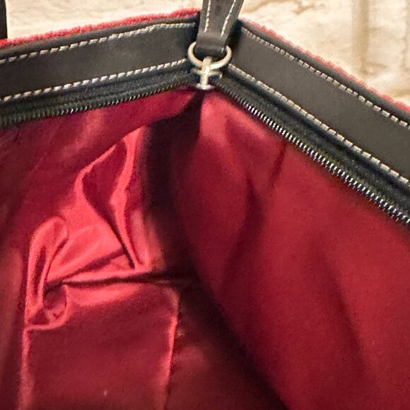 The Sak Red Handbag with Black Leather Trim Handles - Picture 12 of 15